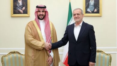 لرئيس بزشكيان لدى استقباله وزير الدفاع السعودي الامير خالد بن سلمان آل سعود